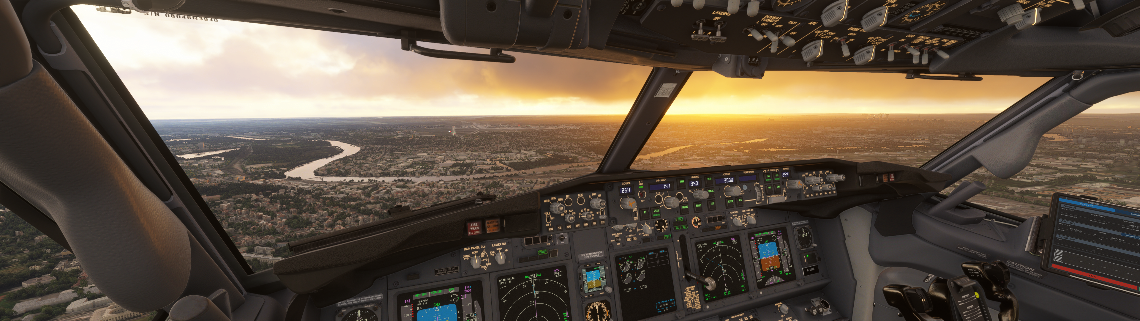 Approche finale au coucher du soleil